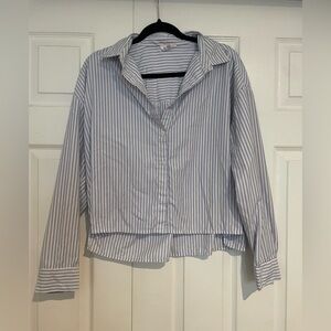 Striped Button Down Shirt - Blue and White